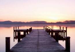 Fotobehang - Pier at Sunrise - 366 x 254 cm - Multi