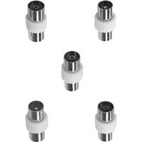 Accsup Set van 5 TV coax adapters Wit
