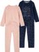 Vertbaudet Set van 2 lange velours pyjama's roze (poederkleur)