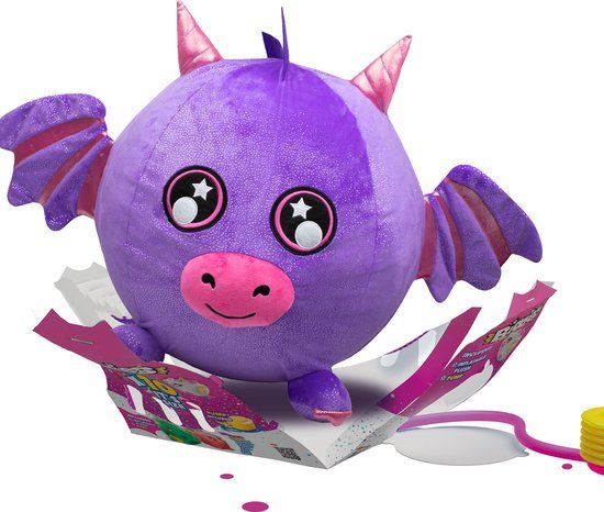 Gear2play Biggies Dragon paars - Opblaasbare pluchen Knuffel