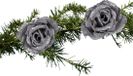 Cosy & Trendy kersthanger - 2x stuks - bloem - op clip - zilver - 9 cm