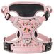 HEELE Harnais pour chien, Harnais pour chien sans traction, détachable au cou, Harnais pour chien réfléchissant réglable avec 2 attaches de laisse à l'avant et poignée souple, Rose floral, M