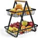 Fruitetagère - fruitmand - staande fruitschaal - zwart metaal - open ventilatieontwerp - keukenorganizer