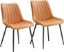 SONGMICS Set van 2 eetkamerstoelen, keukenstoel, belastbaar tot 120 kg, stalen voet, ergonomische rugleuning, voor eetkamer, keuken, karamelbruin en inktzwart LDC090K01