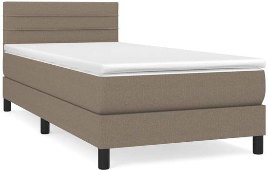 vidaXL Boxspring met matras stof taupe 100x200 cm