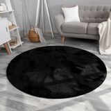 TT Home Hoogpolig Tapijt Imitatiebont Zwart 200x200 cm