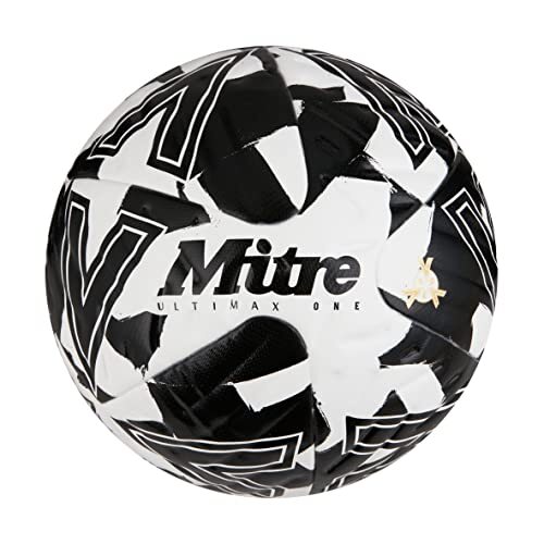 Mitre Ultimax One Unisex Voetbal, Wit/Zwart/Blacl, 5