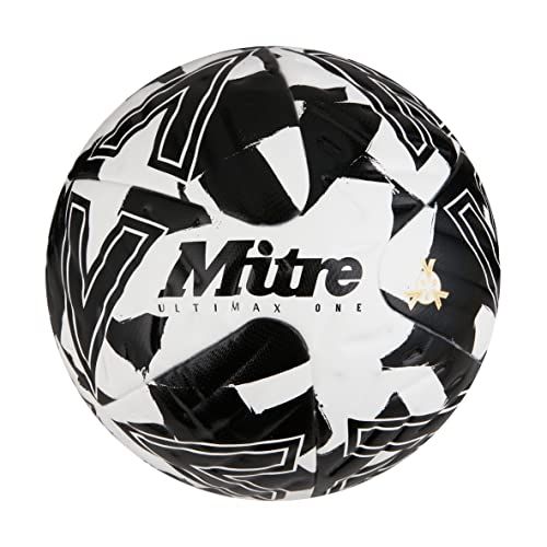 Mitre Ultimax One Unisex Voetbal - Wit/Zwart/Blacl - Maat 5 - 2023
