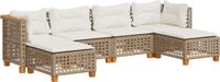 vidaXL 6-delige Loungeset met kussens, poly rattan, beige