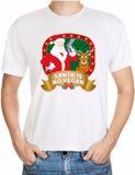 Bellatio Decorations Bol Foute kerst shirt wit - Santa is no vegan - voor heren L