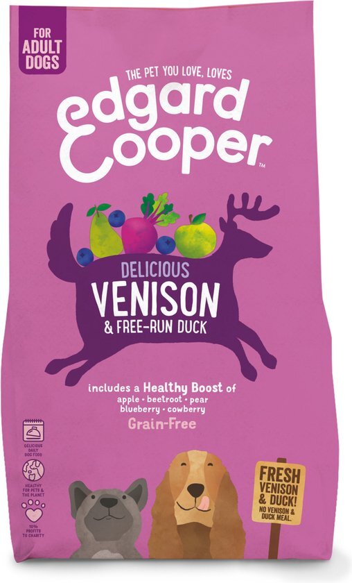 Edgard & Cooper Edgard&Cooper Delicious Venison Adult Hert&Eend&Appel - Hondenvoer - 2.5 kg Graanvrij