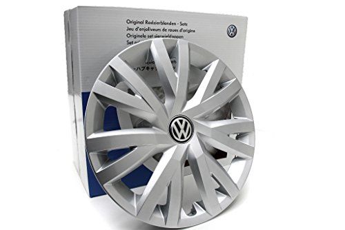 Volkswagen 5G0071456YTI 5G0071456 YTI wieldoppen voor stalen velgen - 4 stuks, zilver (briljantzilver), 16" inch