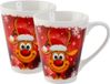 Merkloos / Sans marque IKO Kerst mokken - 2 stuks - rendier - 9,5 x 8 cm - 300 ml - Keramiek - Rood