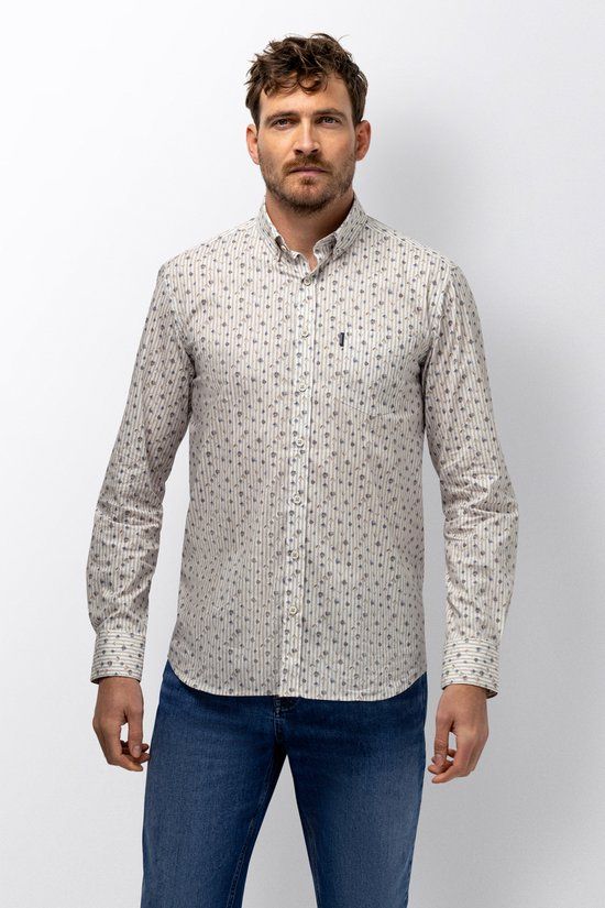 State of Art Overhemd Poplin Overhemd Met Allover Pritn 21216284 5316 Mannen Maat - XL