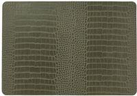 Unique Living placemats Croco lederlook - 1x - 43 x 30 cm - donkergroen - PVC