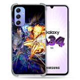 Cokitec Beschermhoes van gehard glas voor Samsung Galaxy A34 5G Manga Naruto VS