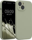 kwmobile telefoonhoesje geschikt voor Apple iPhone 15 - TPU backcover met siliconen coating - Smartphone case in grijsgroen