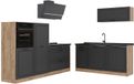 Vicco Complete keukeneenheid R-Line, Antraciet landelijk/Goudkleurig Eiken, 220 cm zonder werkblad