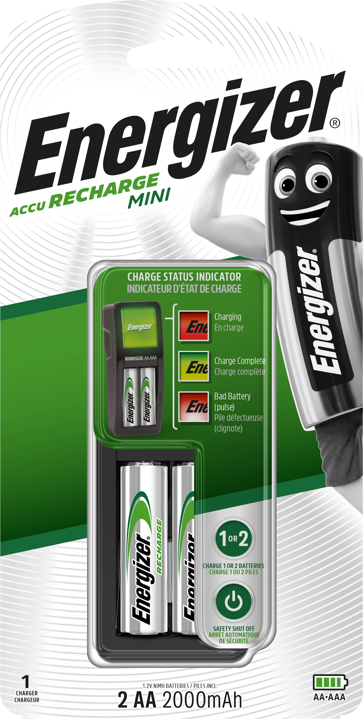 Energizer Mini Charger - AA/AAA NiMH Batterij Oplader - Zwart