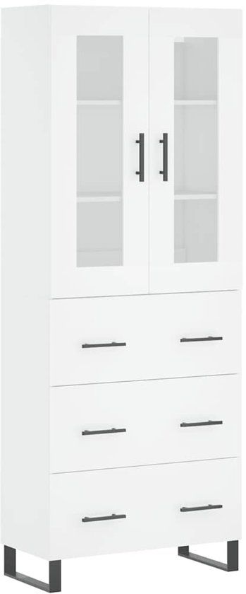 vidaXL Hoge kast 69,5x34x180 cm bewerkt hout wit