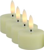 Countryfield LED theelichtjes/waxinelichtjes - 4x st - crème blanc - D4 x H5,2 cm - avec minuterie