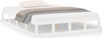 vidaXL Bed in massief hout, wit, 135x190 cm