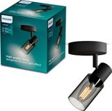 Philips LED Philips Palms Spot - Wandspot - Zwart - Met gerookt glas - Kleine fitting E14