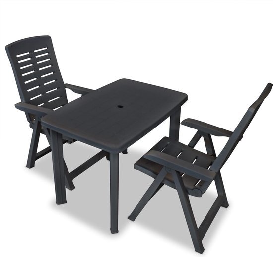 vidaXL Bistroset 101x68x72 cm antraciet 3-delig