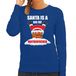 Bellatio Decorations Foute Kerst sweater / kersttrui Santa is a big fat motherfucker blauw voor dames - Kerstkleding / Christmas outfit XXL