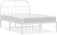 vidaXL Bedframe met hoofdbord Metaal Wit 135x190 cm