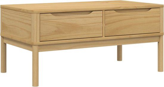 vidaXL Salontafel FLORO 99x55,5x45 cm massief grenenhout wasbruin