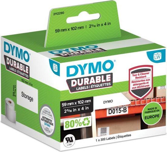 DYMO LabelWriter Labels - 59mm x 102mm - White Poly - 300 Labels