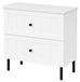 3xE living Meuble de salle de bain, modèle sur pied, 60 cm de large, blanc/marbre Bianco, poignées et pieds noirs, 2 tiroirs à fermeture douce, 60 x 46 x 73,6 cm