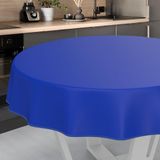 Afwasbaar Wasdoek Tafelkleed, Afwasbaar Tafelzeil, Tuintafelkleed voor Binnen en Buiten, Rond, 120 cm, met Zoom, Blauw