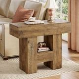 Tribesigns Table console étroite - Table d'appoint en MDF - 2 étagères de rangement - Style ferme - 80 x 30 cm - Charge max 45 kg