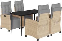 vidaXL 5-delige tuinset met kussens, polyrattan, beige