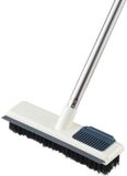 Unyqoos® Telescopische vloerwisser 2-in-1, 38–108 cm, borstel met stevige borstelharen en siliconen schraper, 45° ergonomisch ontwerp, geschikt voor tegels, hout, badkamer en terras