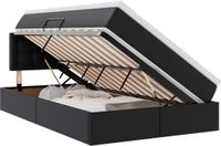 vidaXL Opbergbed met matras, zwart, 120 x 190 cm, kunstleer