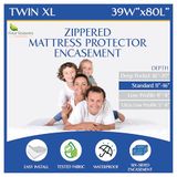 Twin extra lange (XL) matrasbeschermer met ritssluiting, waterdicht, hypoallergeen, premium kwaliteit, wit