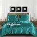 TRANKIELO® - Ensemble de housse de couette 3 pièces turquoise – 220 x 240 cm microfibre satinée – avec fermeture éclair et 2 taies d'oreiller 80 x 80 cm