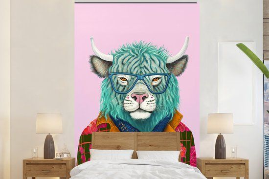 Nr1Wallpaper Fotobehang Hoorns - Buffel - Bloemen - Koe - 155x240 cm - Vliesbehang