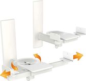 RICOO 2 x Luidsprekerwandbeugels, universele luidspreker-wandhouders, zwenkbaar, kantelbaar, LH023-W houder, boxen, wandhouder, boxhouder, set tot max. 25 kg wandhouder, speaker, wandmontage, 2 stuks