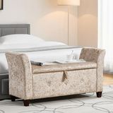 Vida Designs Sevilla Ottomaanse opbergpoef, stof in champagnefluweel, 120 x 45 x 60 cm