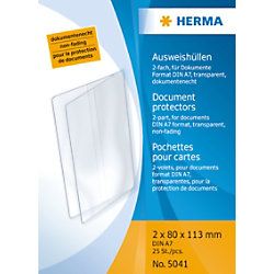 HERMA Document covers 113x162 2xA7 2-parts wallets 20pcs. - Transparant
