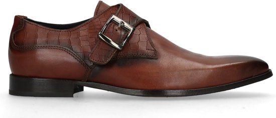 Black label Heren Cognac Gespschoenen Leer Maat 46