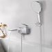 Unyqoos® Paroi de douche avec douchette et large bec cascade, laiton, 3 modes de jet, support de douche réglable, montage facile