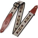 Levy's MSSN80-TAN Gitaarriem Jacquard Weave Poly Back & Leather Ends 2 inch - Tan