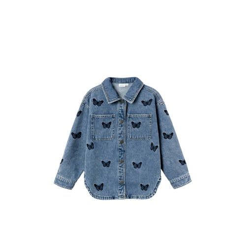 NAME IT KIDS NKFELLY Denim Jacket with All Over Print - Medium Blue