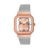 TOUS Analoog horloge met D-Bear Party stalen armband, Roségoud + zilver, Klassiek