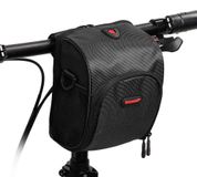 Sacoche de guidon de vélo - Bandoulière - Housse de pluie - 15 x 8,5 x 19 cm - Noir